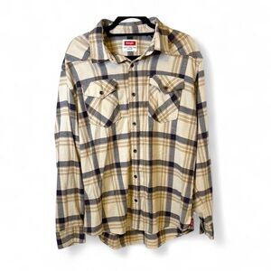 Wrangler Beige Plaid Button-Up Shirt Size XL